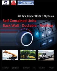 Self Contained Units for Back Wall, Rooftop & Ductable - These self-contained hydraulic driven systems allow for easy installation as they are pre-charged with refrigerant and all components are built in. These systems can be mounted to either the cab roof or outside wall with hydraulics from the work equipment being used as a power source for the compressor.